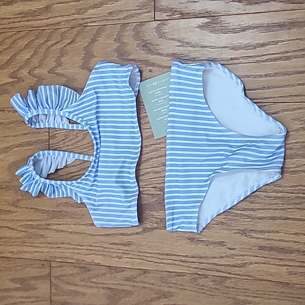 H&M Light Blue & White Striped Girls Bikini Set